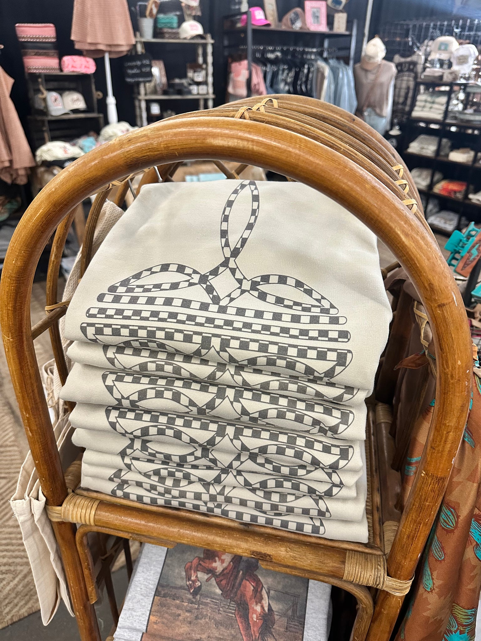 Checkered Boot Stitch Crew