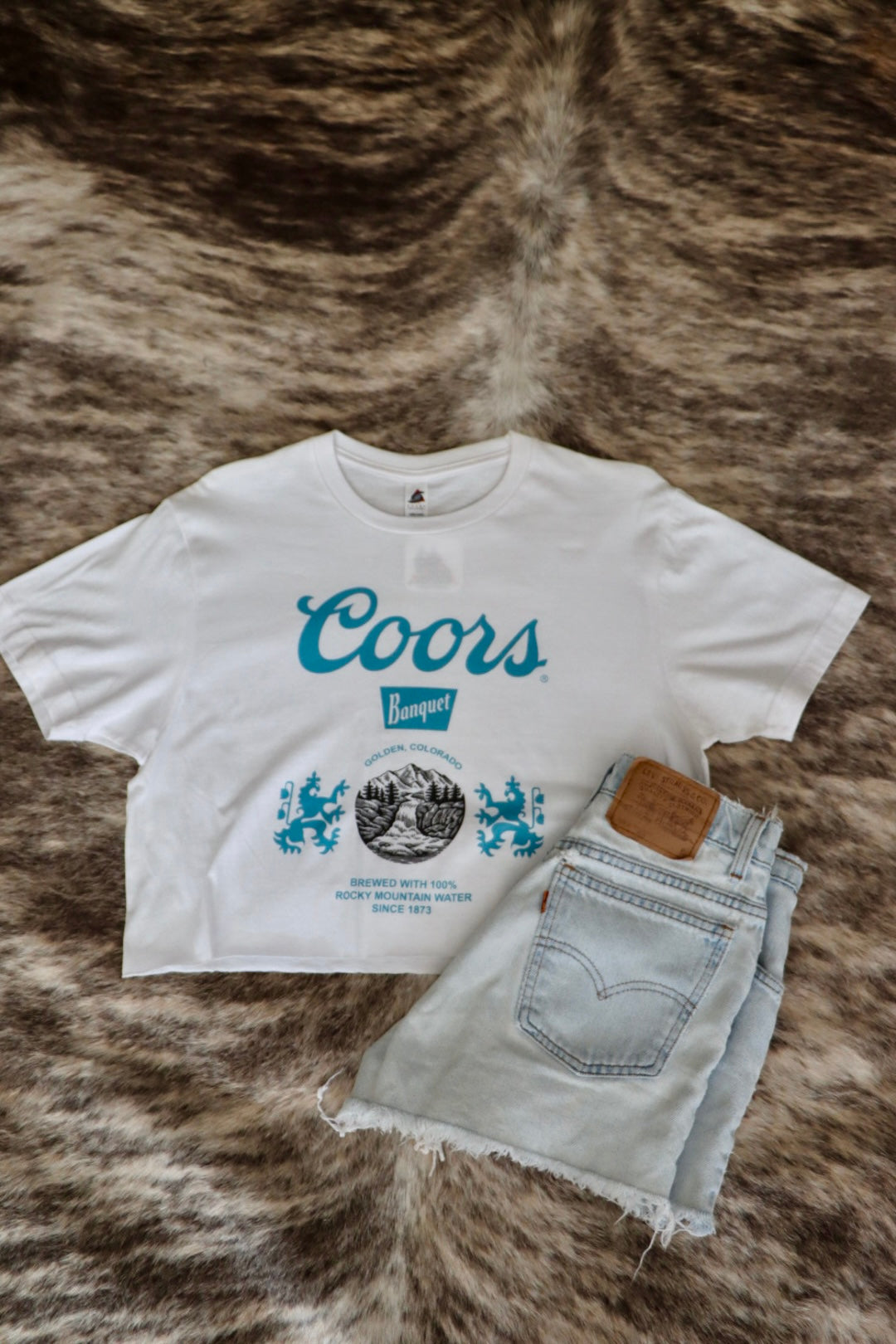 Teal Banquet Crop Tee