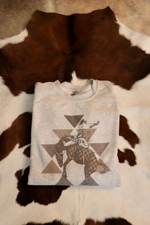 Checkered Bronc Crewneck