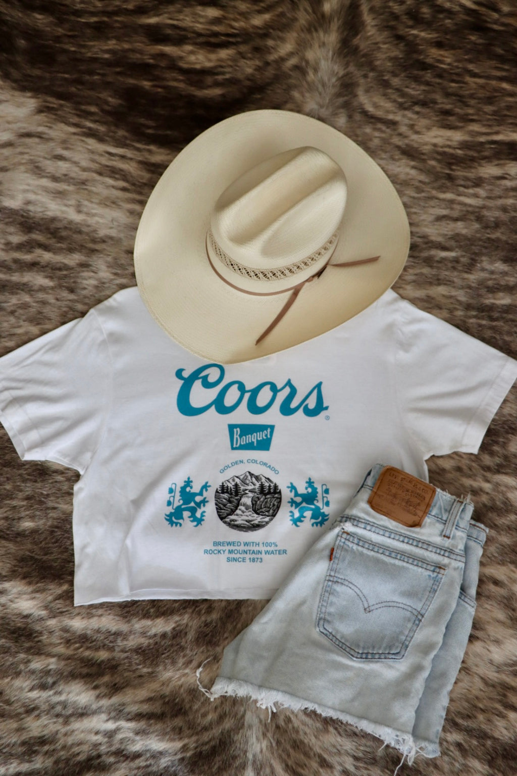 Teal Banquet Crop Tee