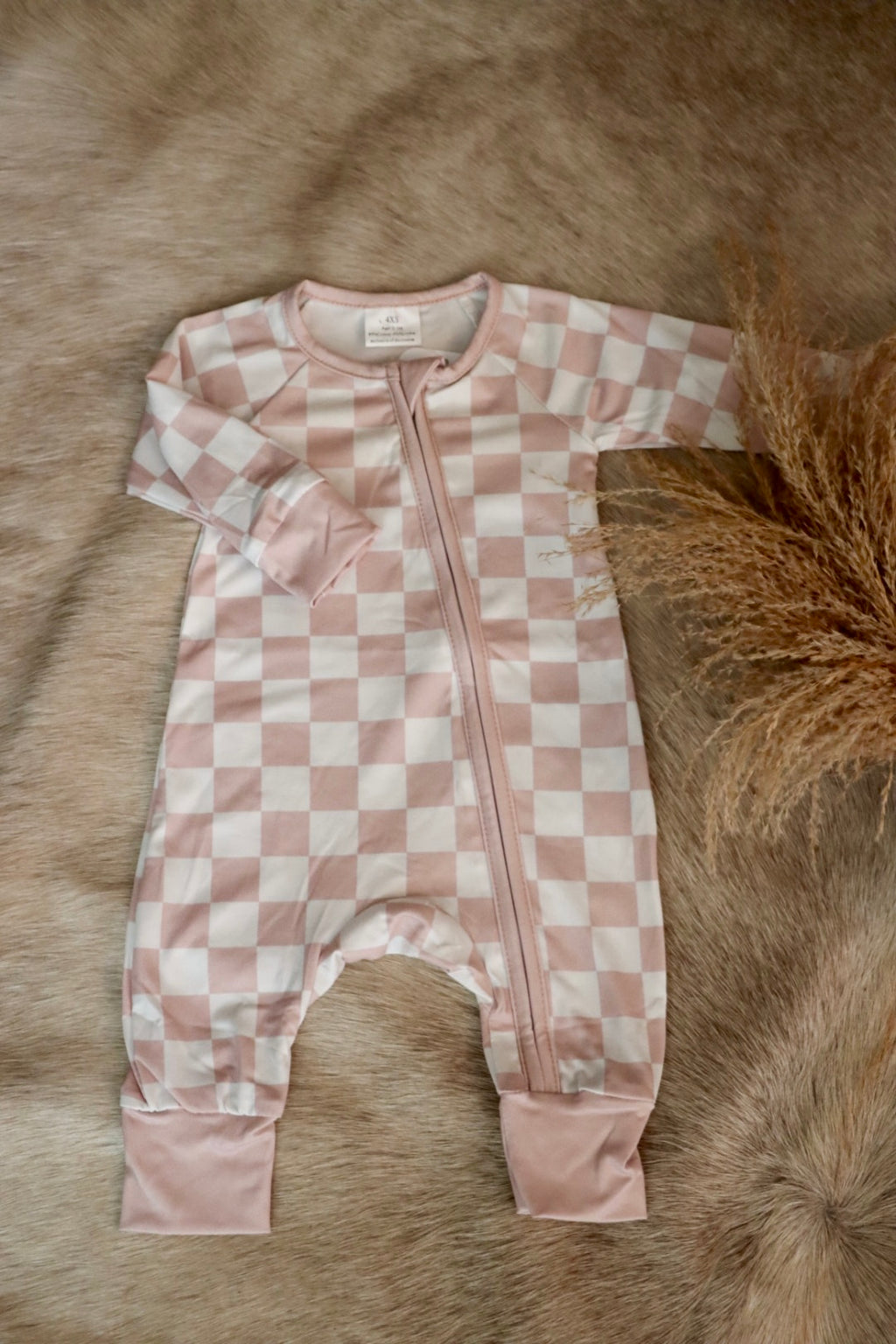 Pink Checkered Onesie