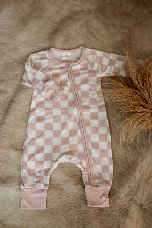 Pink Checkered Onesie