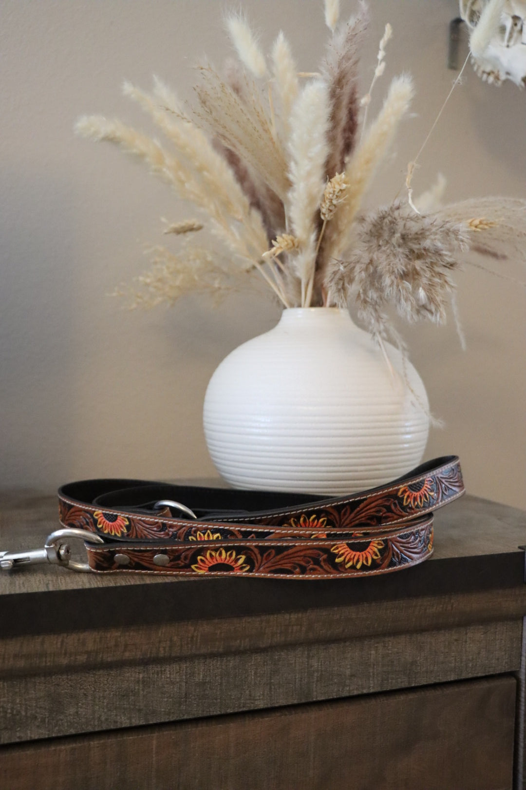 Tooled Leather Dog Leash