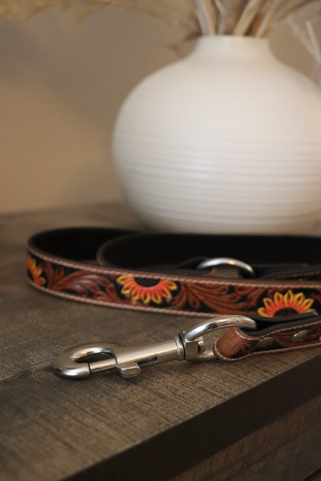 Tooled Leather Dog Leash