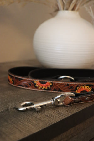 Tooled Leather Dog Leash
