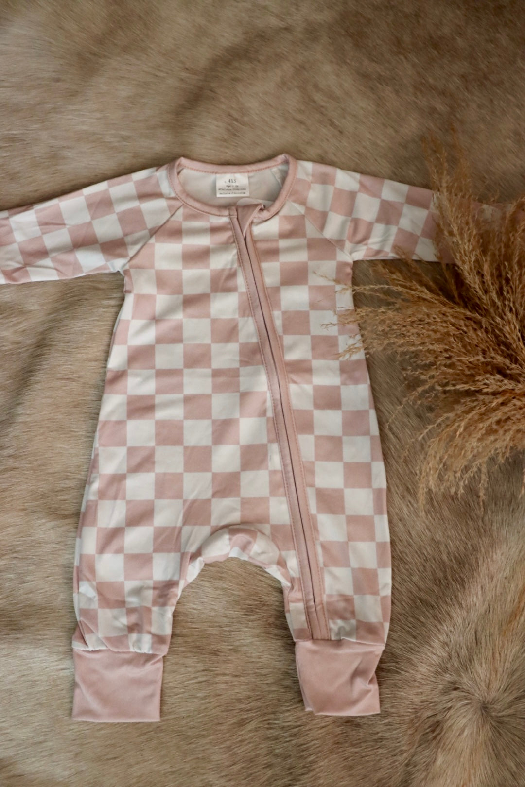 Pink Checkered Onesie