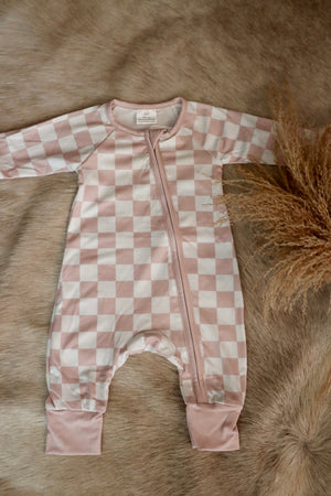 Pink Checkered Onesie