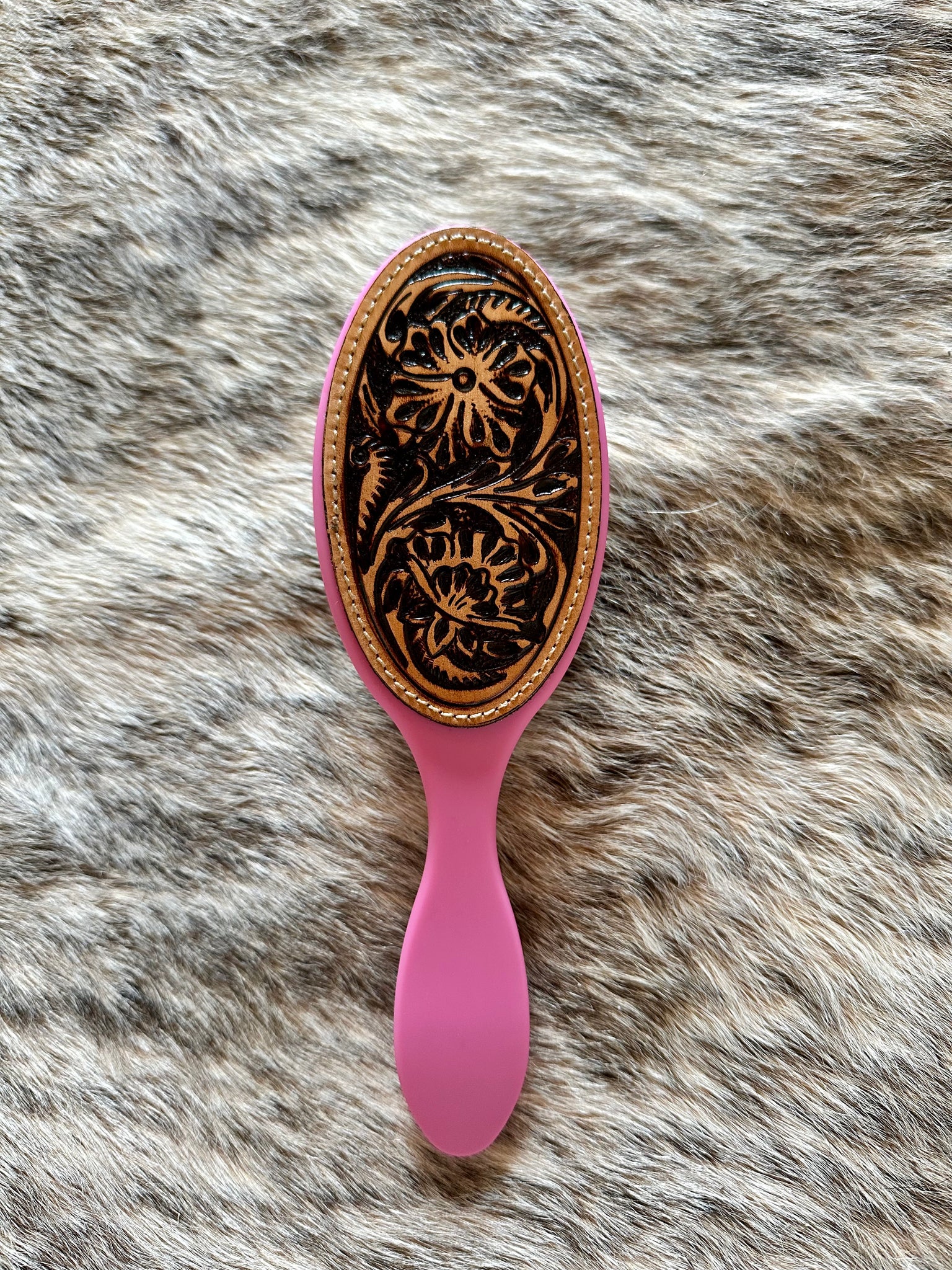 Tooled Leather Hair Brush