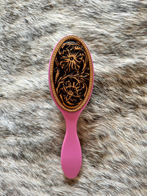 Tooled Leather Hair Brush