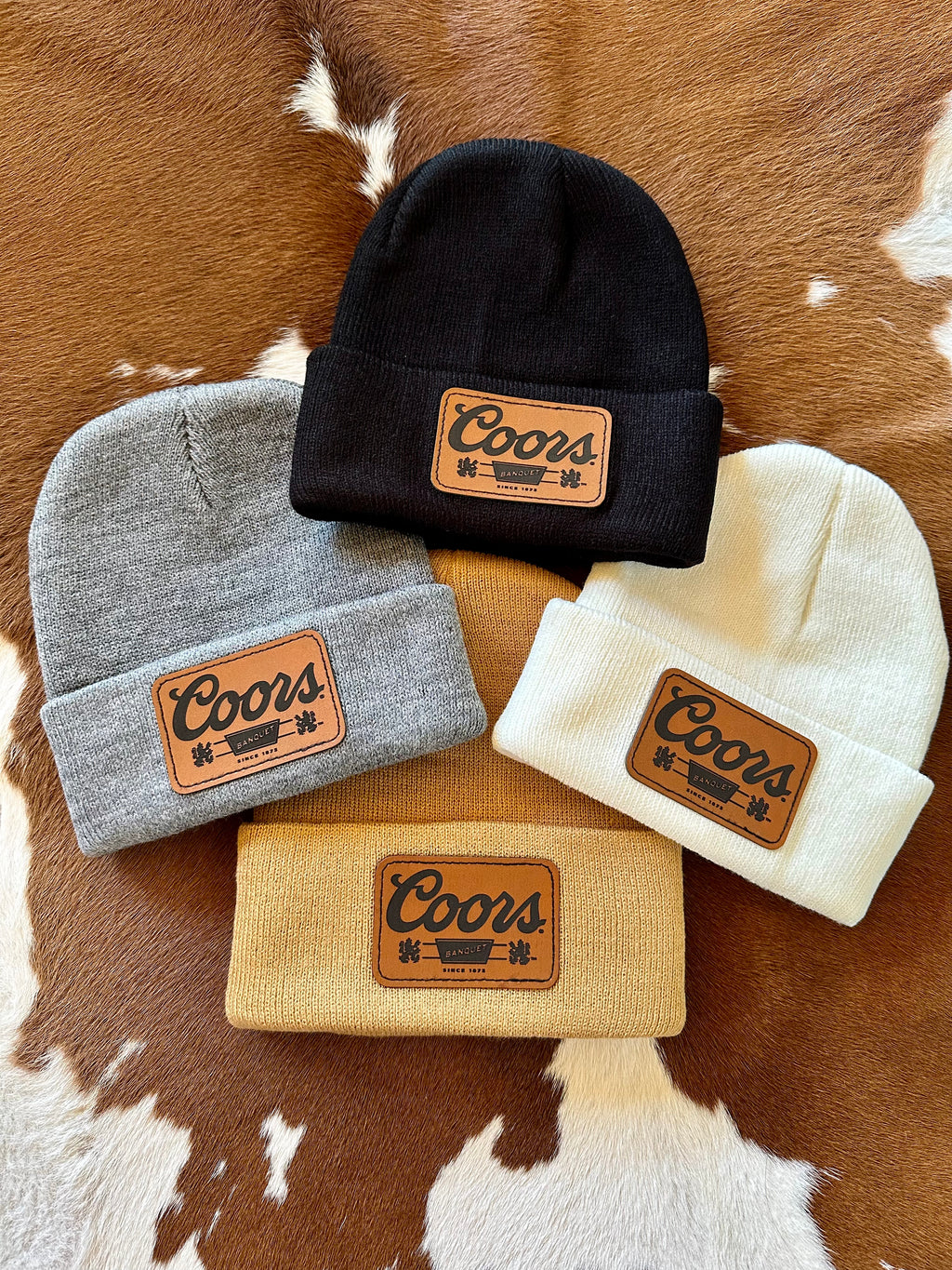 Coors Leather Patch Beanies