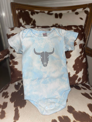 Baby Blue Cow Skull Onesie