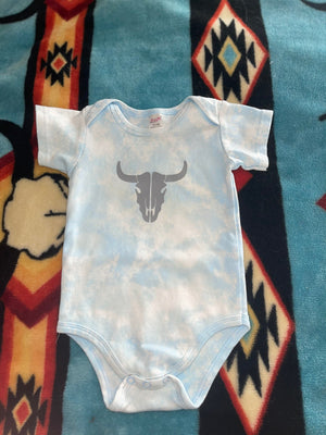 Baby Blue Cow Skull Onesie