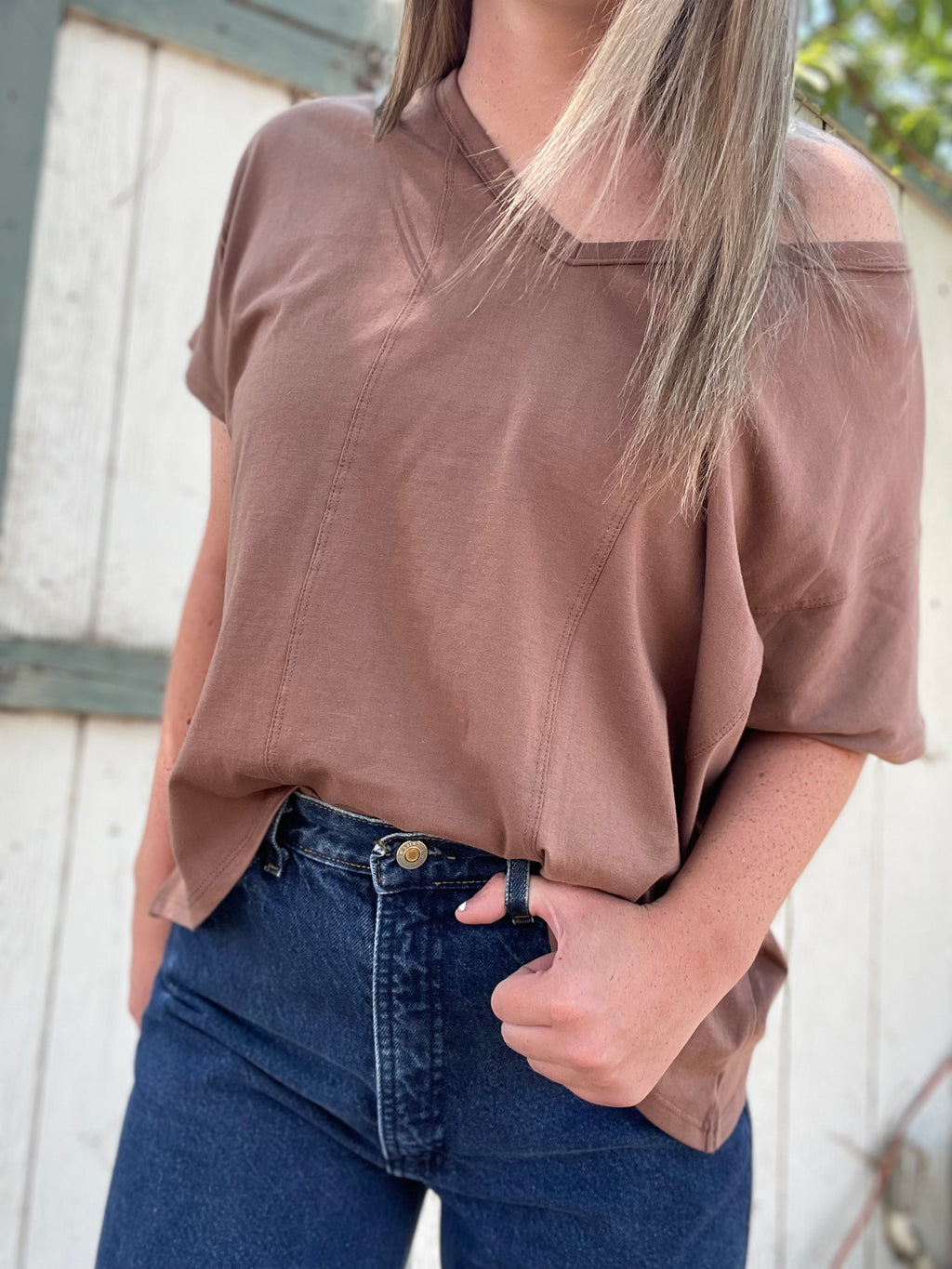 The Bronco V Neck in Brown