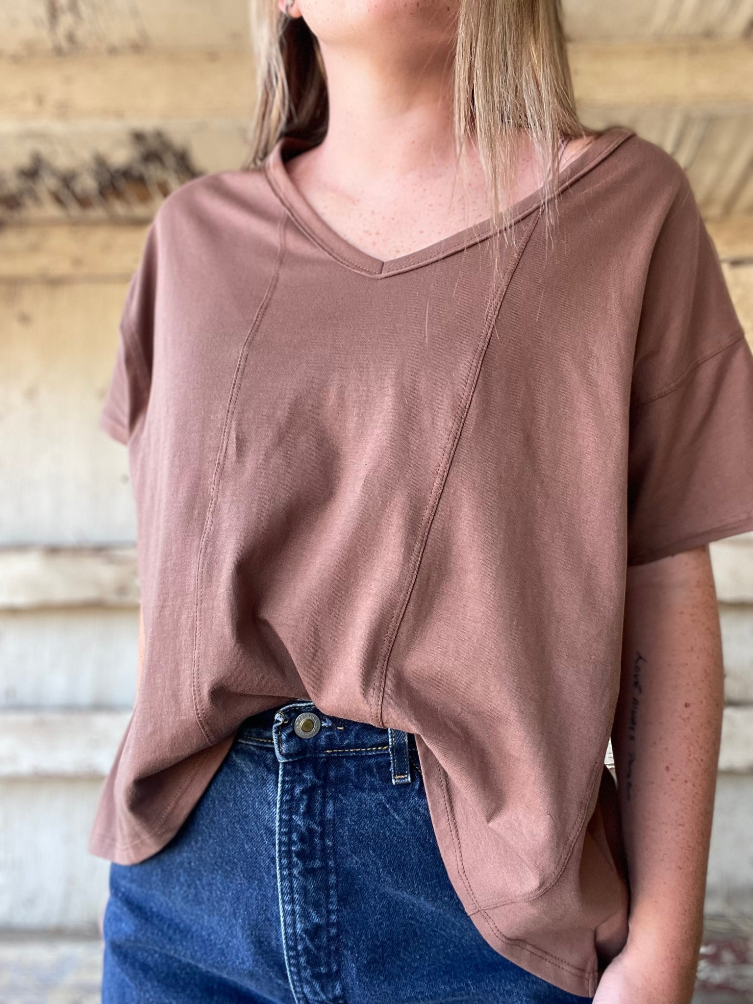 The Bronco V Neck in Brown